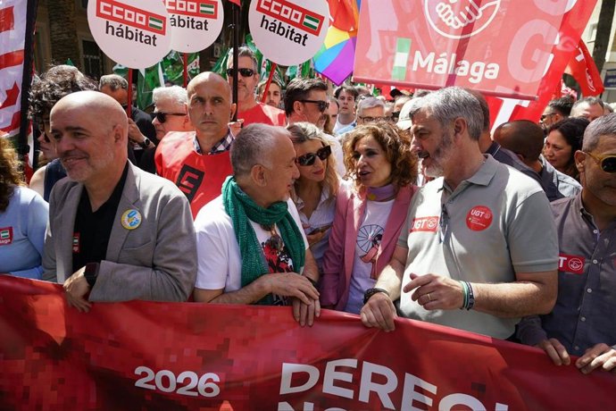 La secretaria general del PSOE-A, María Jesús Montero, en la manifestación por el 1 de mayo en Málaga.