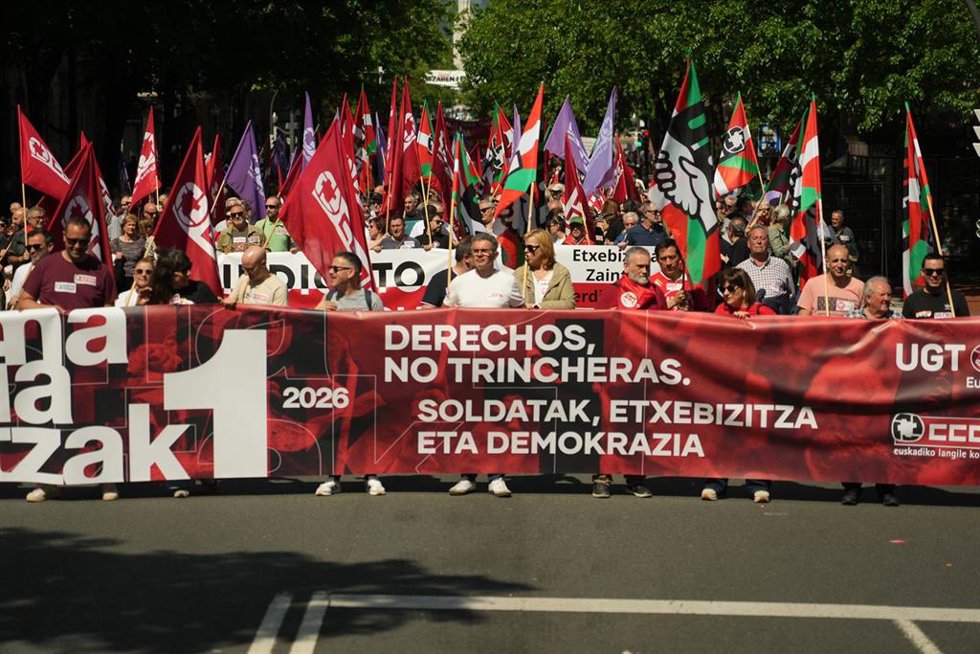 Manifestación de CCOO y UGT en Bilbao en el Primero de Mayo