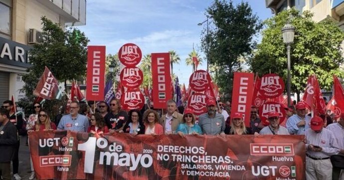 La secretaria general del PSOE de Huelva, María Eugenia Limón, en la manifestación del 1 de mayo.