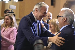 Archivo - El presidente de Aragón, Jorge Azcón, y el todavía consejero de Agricultura, Ganadería y Alimentación, Javier Rincón.