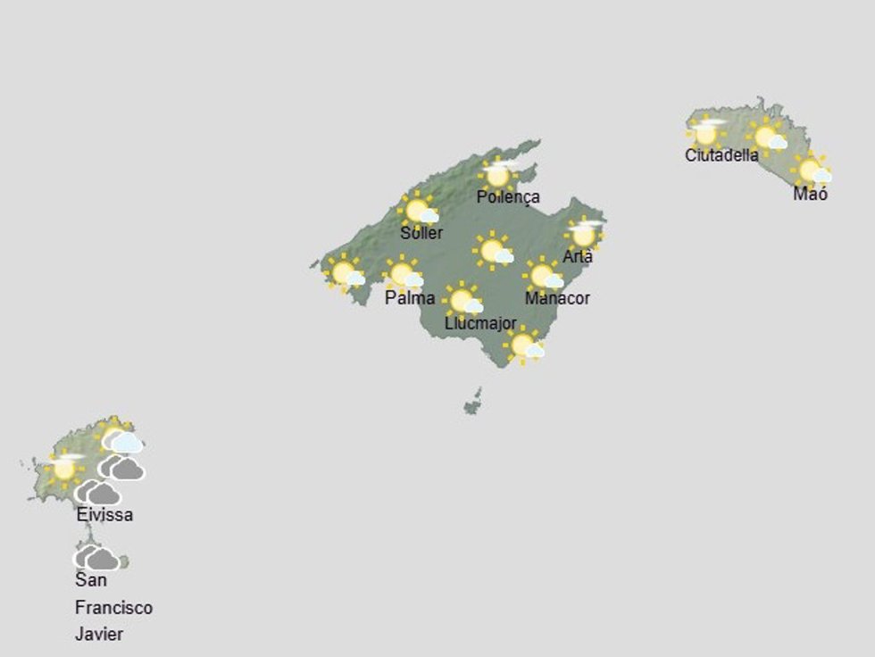 Previsión meteorológica para este sábado 2 de mayo en Baleares.