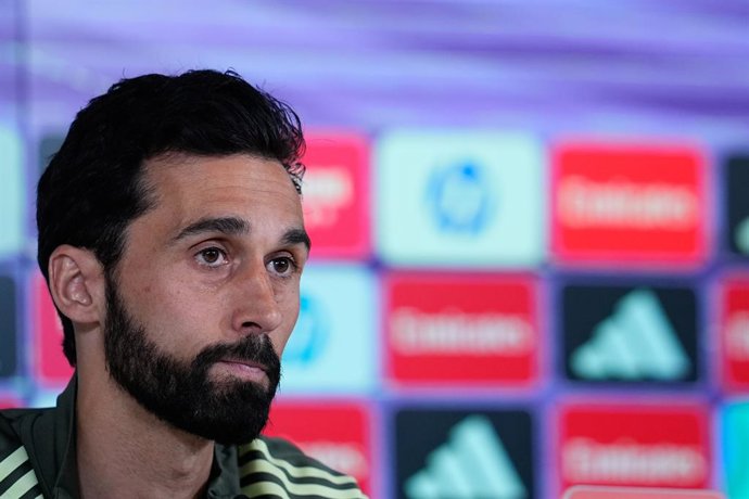 Alvaro Arbeloa, head coach of Real Madrid, attends his press conference during the training day of Real Madrid ahead the Spanish League, LaLiga EA Sports, football match against Girona FC at Ciudad Deportiva Real Madrid on April 09, 2026, in Valdebebas, M