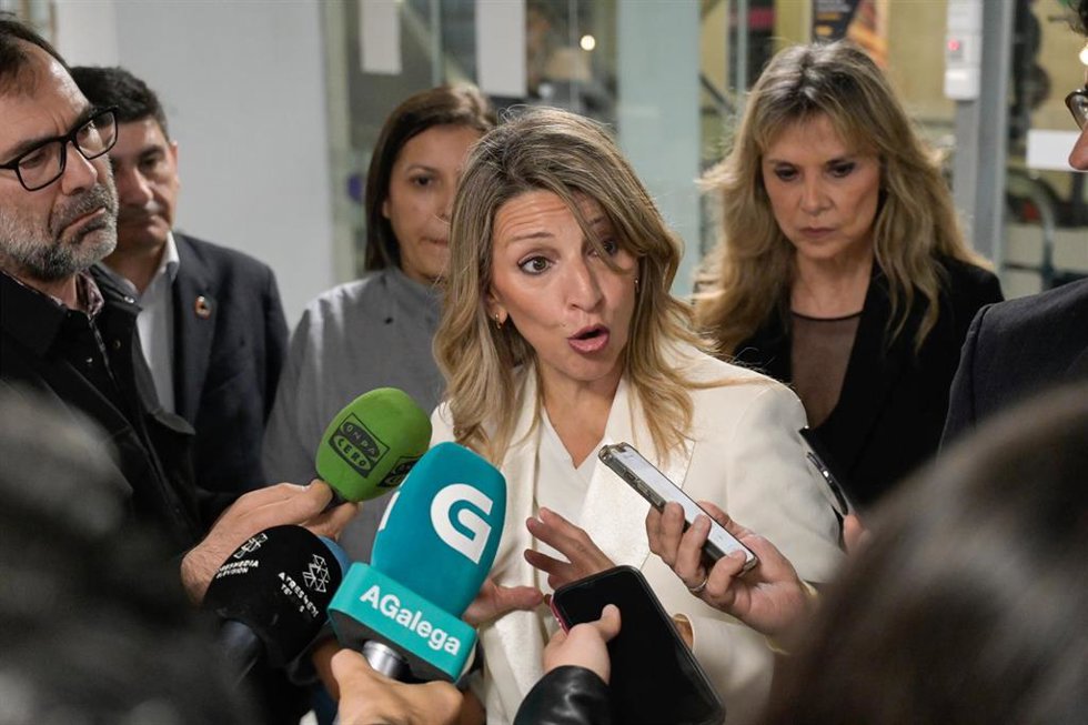 La vicepresidenta segunda del Gobierno y ministra de Trabajo y Economía Social, Yolanda Díaz, participa en un encuentro para dialogar con cooperativas gallegas, a 30 de abril de 2026, en A Coruña, Galicia (España).  