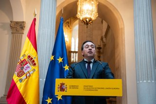 Archivo - El ministro de Asuntos Exteriores, Unión Europea y Cooperación, José Manuel Albares, durante una rueda de prensa, en el Palacio de Viana, a 6 de junio de 2024, en Madrid (España). El ministro de Asuntos Exteriores, José Manuel Albares, ha anunci
