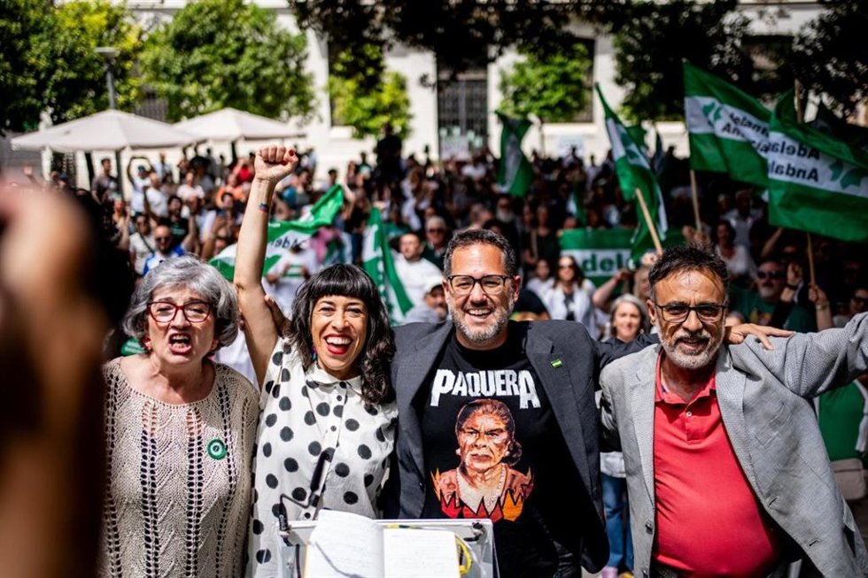 El candidato de Adelante Andalucía, José Ignacio García, en un mitin en Jerez de la Frontera (Cádiz).