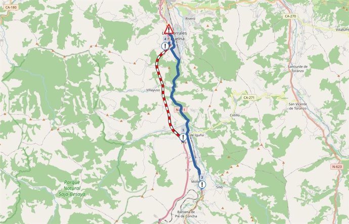 Cortada la A-67 a la altura de Los Corrales de Buelna a causa de la granizada