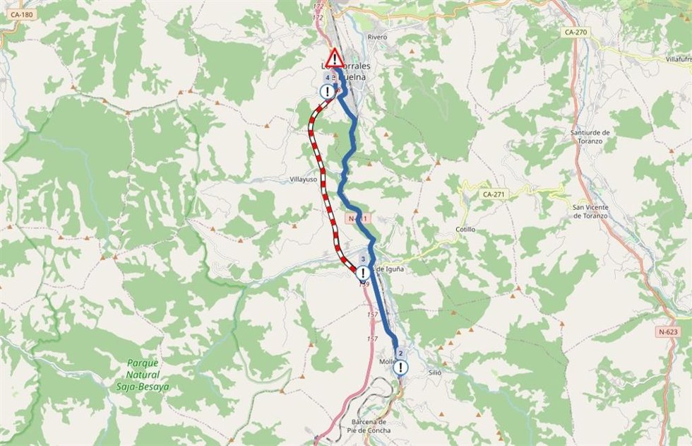 AMP.- Sucesos.- Cortada la A-67 a la altura de Los Corrales de Buelna a causa de la granizada