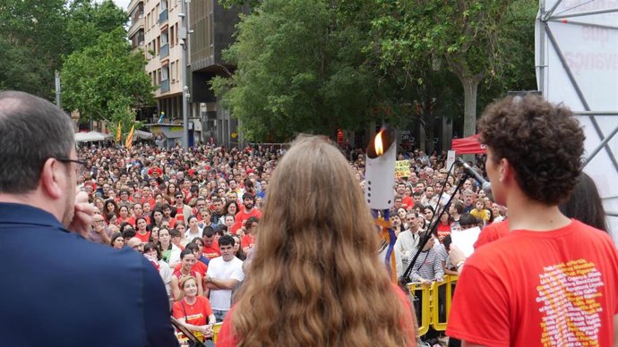 Acto central del Correllengua Agermanat 2026 en la plaza de España de Palma.