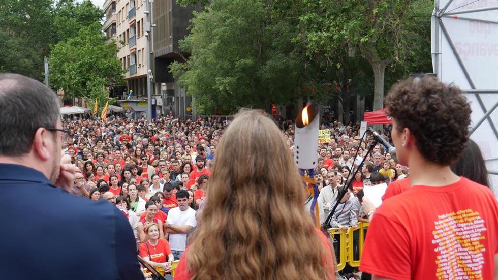 Acto central del Correllengua Agermanat 2026 en la plaza de España de Palma.