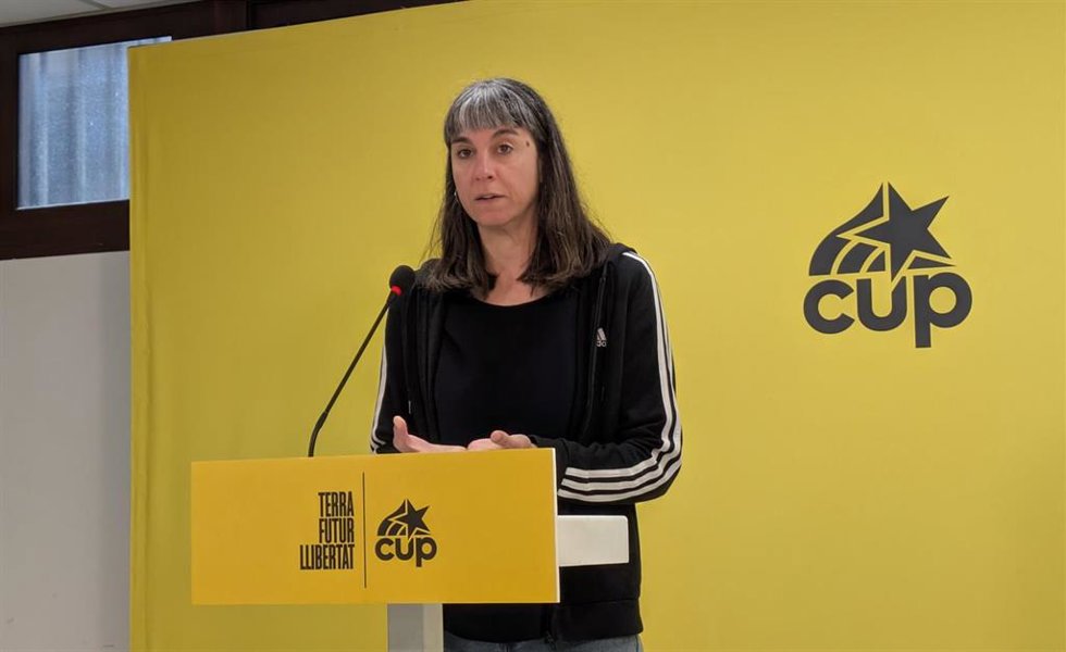 La portavoz de la CUP, Su Moreno, en rueda de prensa