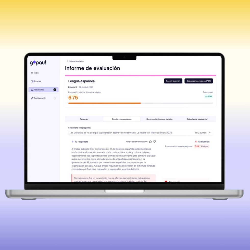 Feedback de IA sobre exámenes de Selectividad a mano