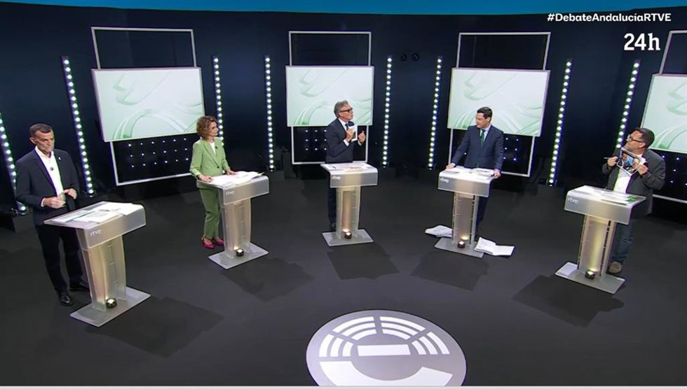 Debate a cinco organizado por RTVE para las elecciones andaluzas del 17 de mayo.