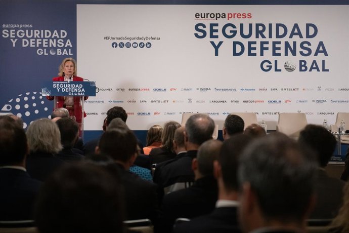 Amparo Valcarce, secretária de Estado da Defesa, na inauguração da II edição do Encontro sobre Segurança e Defesa: inovação e visão estratégica, organizado pela Europa Press