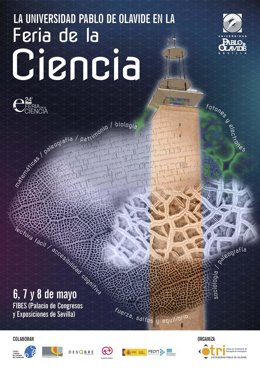 Cartel de la participación de la Universidad Pablo de Olavide (UPO) de Sevilla en la Feria de la Ciencia 2026.