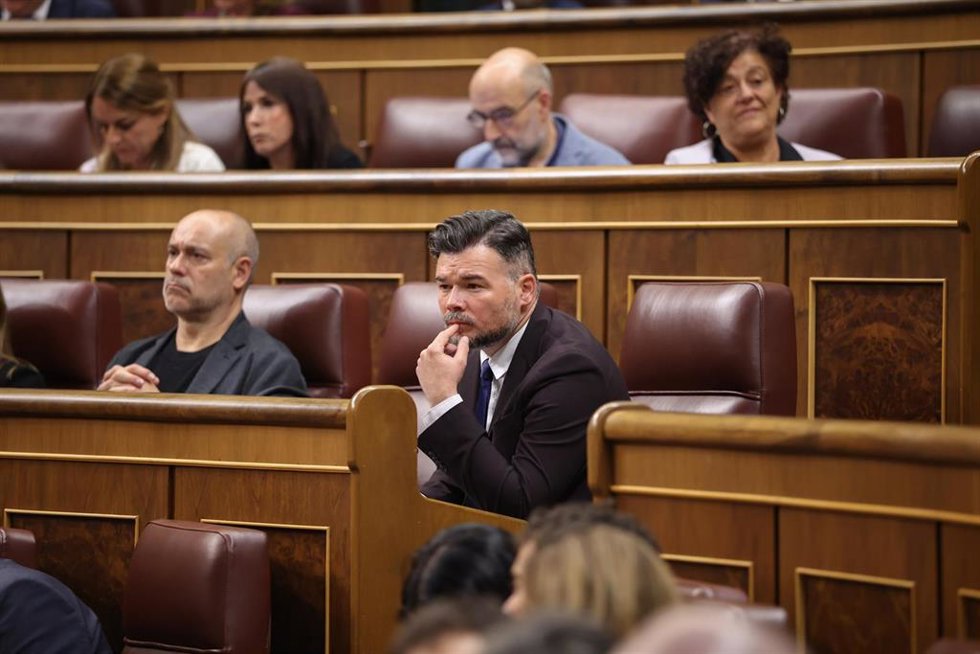 El diputado de ERC, Gabriel Rufián, durante una sesión plenaria en el Congreso