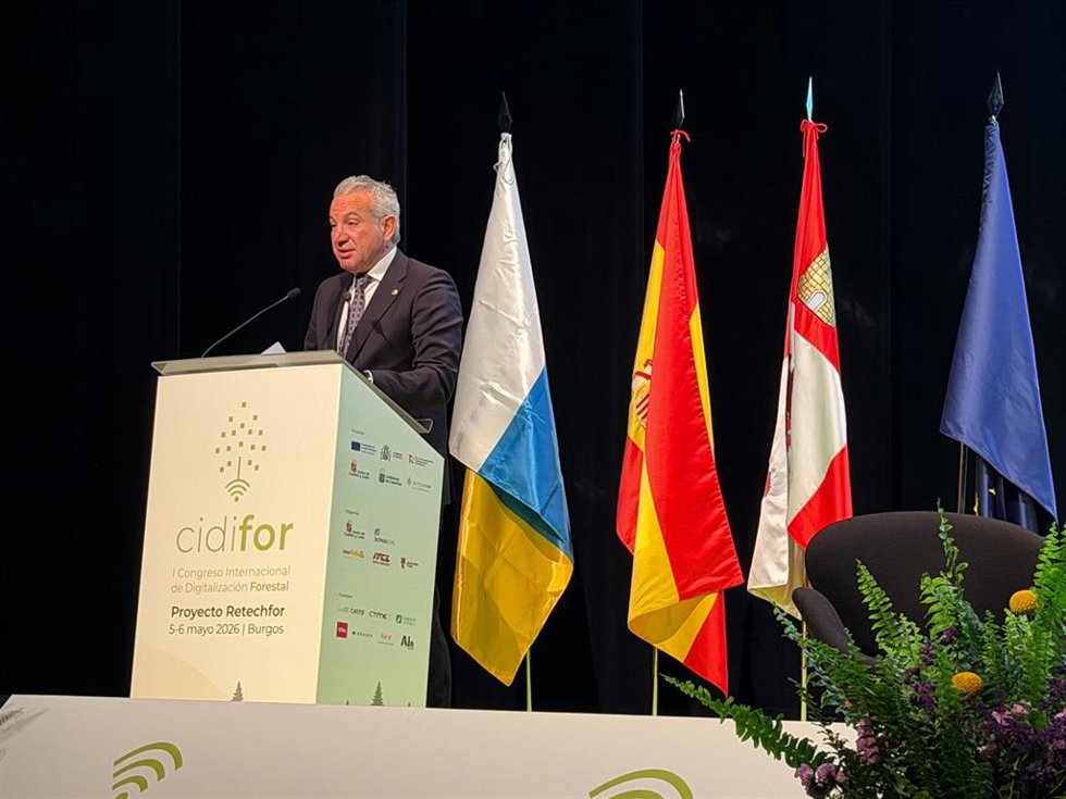 El delegado del Gobierno en Castilla y León, Nicanor Sen Vélez, en la apertura del I Congreso Internacional de Digitalización Forestal (Cidifor) en Burgos