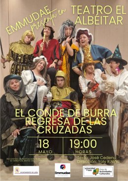 Cartel de 'El conde de Burra regresa de las Cruzadas', una de las actuaciones que la Escuela de Municipal de Música, Danza y Artes Escénicas de León representará este mes.