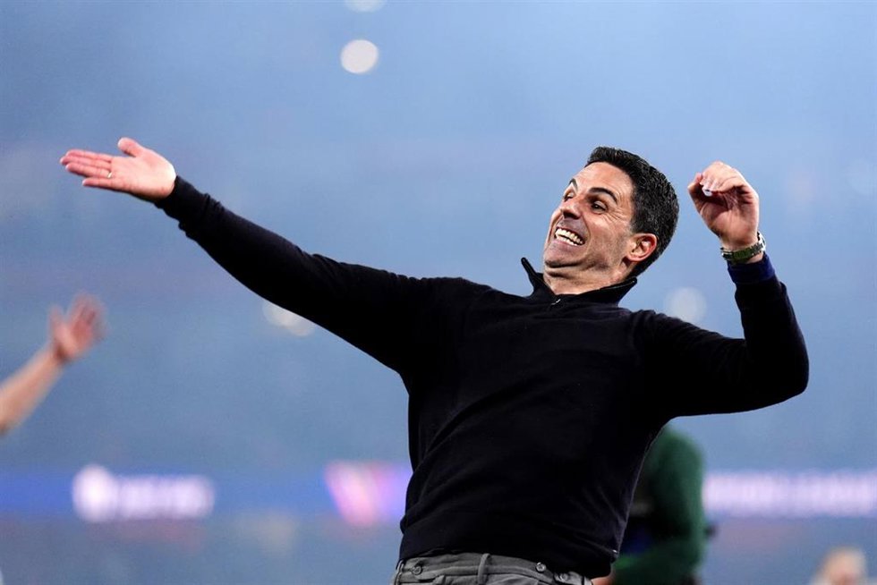Mikel Arteta celebra el pase a la final de la Liga de Campeones 25-26