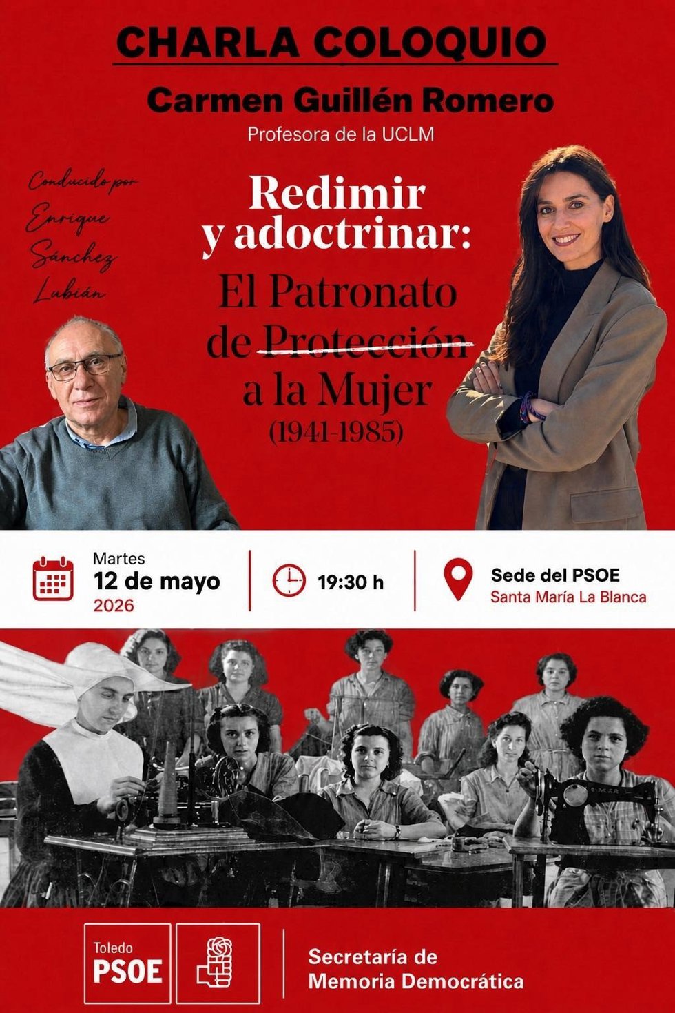 Cartel de la presentación del libro de Carmen Guillén en Toledo.