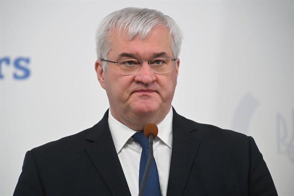 Archivo - El ministro de Exteriores de Ucrania, Andri Sibiga, durante una rueda de prensa en Kiev el 1 de abril de 2026 (archivo)