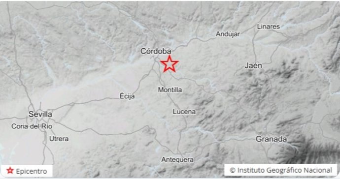 Epicentro del terremoto de tres grados de magnitud en la escala de Richter en el sureste de Córdoba capital.