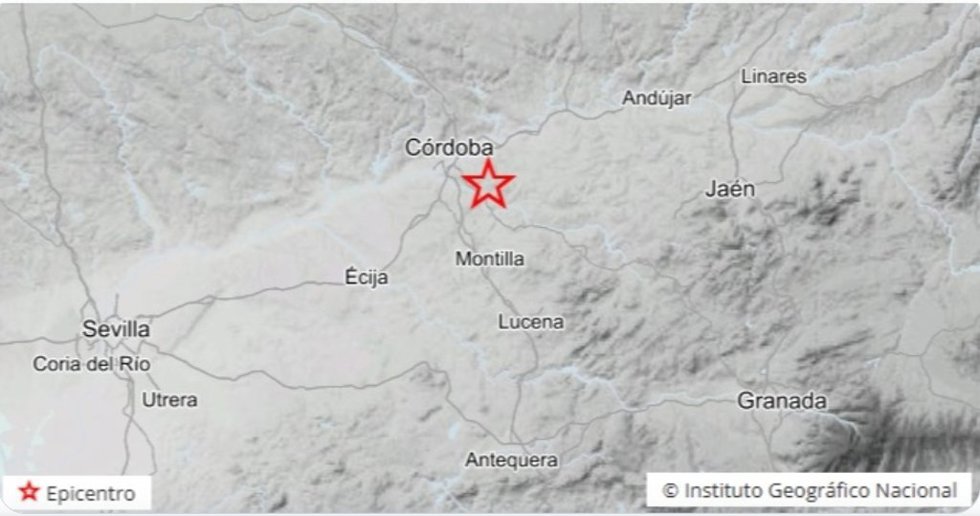 Epicentro del terremoto de tres grados de magnitud en la escala de Richter en el sureste de Córdoba capital.