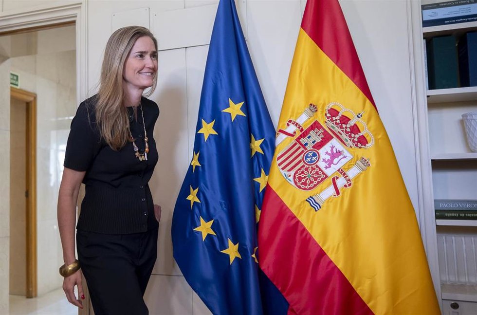 La vicepresidenta tercera y ministra para la Transición Ecológica y el Reto Demográfico, Sara Aagesen, ofrece declaraciones tras una reunión con agentes del sector gasista y del sector petrolero, a 5 de mayo de 2026, en Madrid (España). Aagesen se ha reun