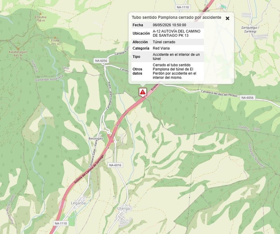 Mapa localizando el punto del accidente.