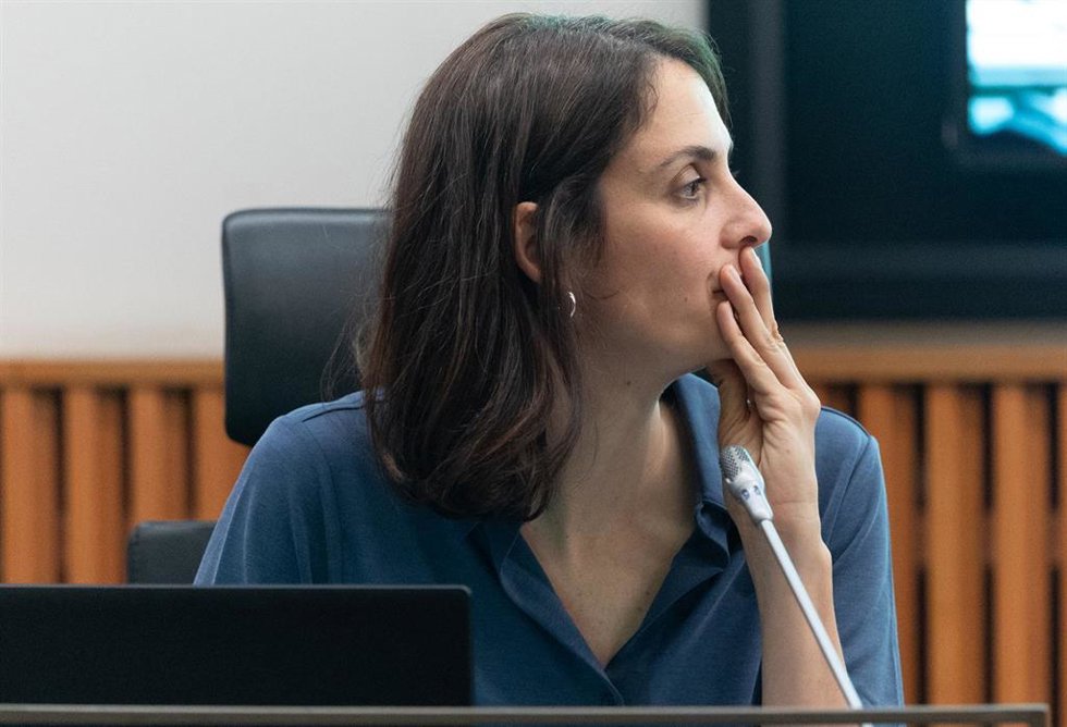 La portavoz de Más Madrid en el Ayuntamiento, Rita Maestre, durante la  jornada parlamentaria ‘Reset al Odio Digital: Plataformas, divulgadores, juristas e instituciones frente al odio en la red’, a 27 de abril de 2026, en Madrid (España). La jornada se r