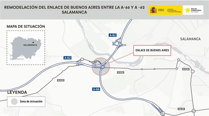 Proyecto para conectar la A-66 con la A-62 al oeste de Salamanca.