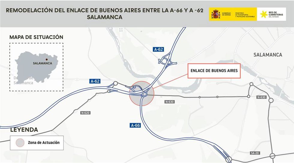 Proyecto para conectar la A-66 con la A-62 al oeste de Salamanca.