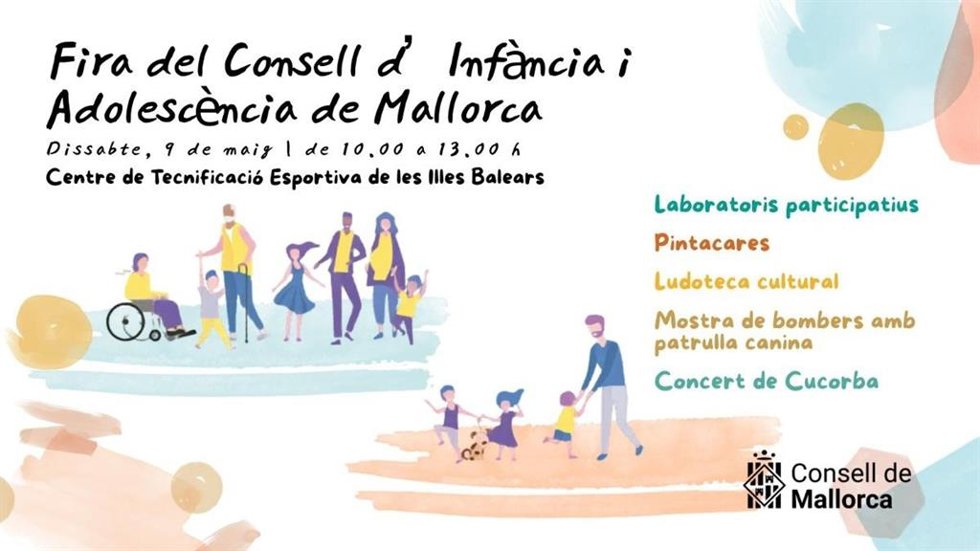 Cartel de la primera edición de la Feria del Consejo de Infancia y Adolescencia de Mallorca.