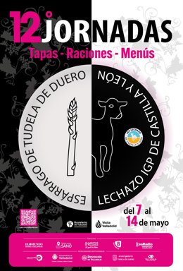 Cartel de las 12 Jornadas del Espárrago de Tudela de Duero y el Lechazo IGP de Castilla y León.