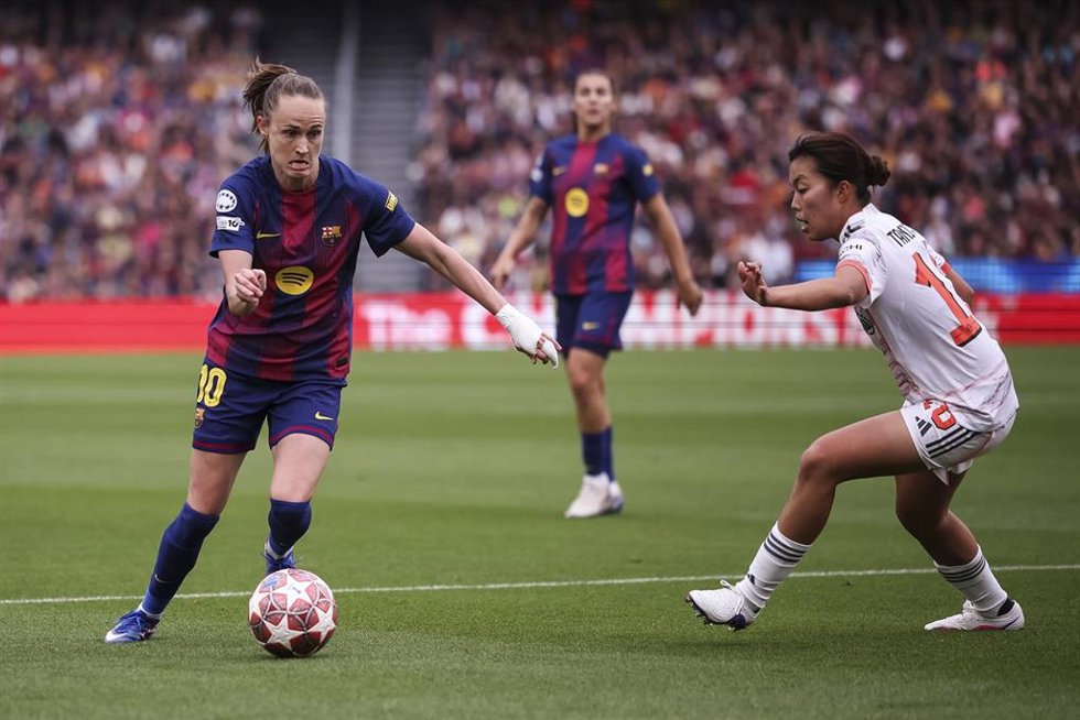 Caroline Graham Hansen, del FC Barcelona Femení, durante la vuelta de semifinales de la UEFA Women's Champions League 2025-26 ante el FC Bayern Munich, en el Spotify Camp Nou