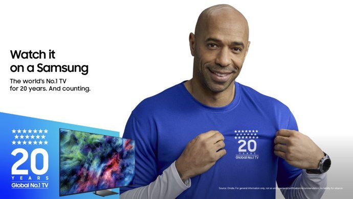 El exinternacional francés Thierry Henry protagoniza la campaña 'Watch it on a Samsung' de la marca de electrodomésticos surcoreana.