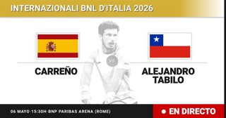 Pablo Carreno Busta - Alejandro Tabilo: resumen y estadísticas del partido de Sesentaicuatroavos de final de Internazionali BNL d'Italia