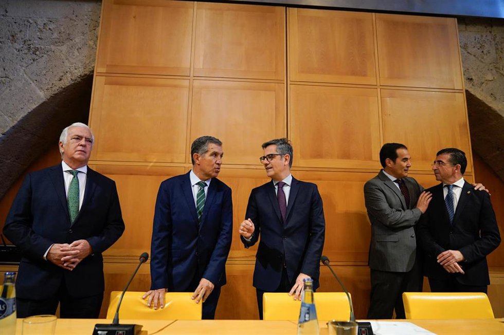 El ministro de la Presidencia, Justicia y Relaciones con las Cortes, Félix Bolaños, durante la inauguración de las XXXIV Jornadas de Presidentes de Tribunales de Instancia de España organizadas por el Consejo General del Poder Judicial (CGPJ). 