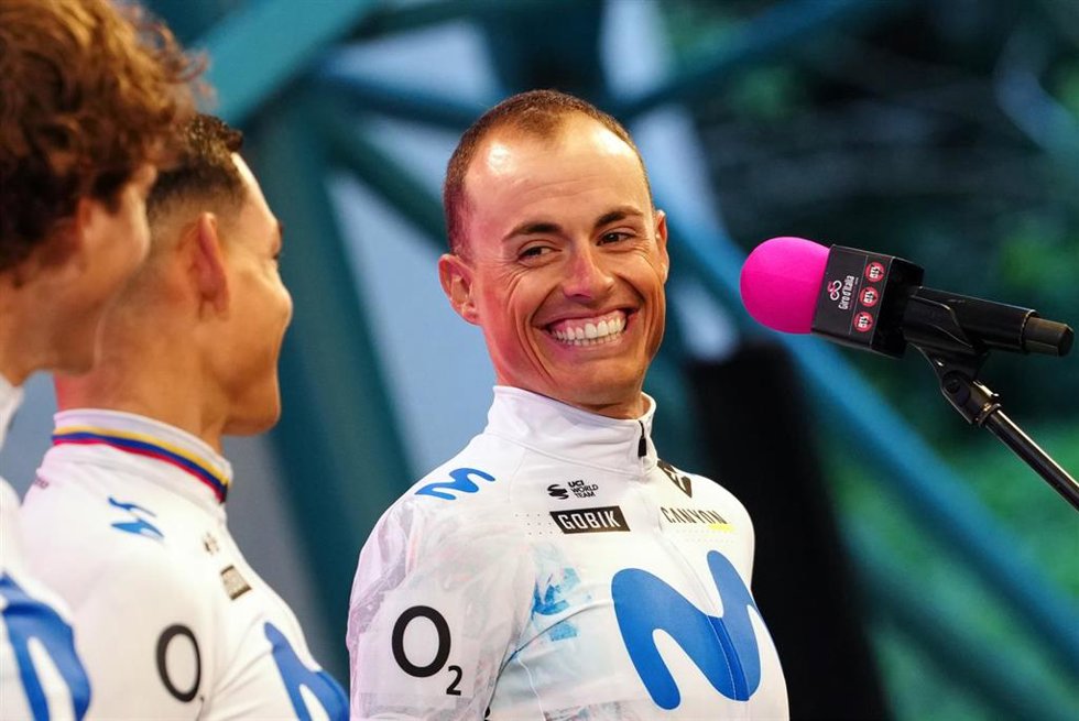 May 6, 2026, Burgas, Bulgaria: Spain's Enric Mas Nicolau of Movistar Team during the teams presentation ahead of the Giro d'Italia cycling race in Burgas. The race starts on Friday, May 8, with the first stage over 160 km, from Nessebar to Burgas, Bulgari