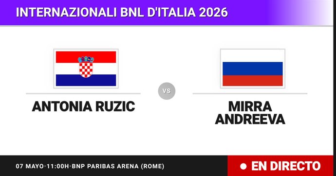 Antonia Ruzic - Mirra Andreeva: resumen y estadísticas del partido de Treintaidosavos de final de Internazionali BNL d'Italia