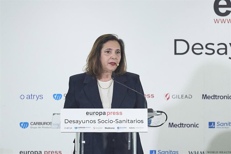 La consellera de Salud, Manuela García Romero durante un desayuno Socio-Sanitario de Europa Press.