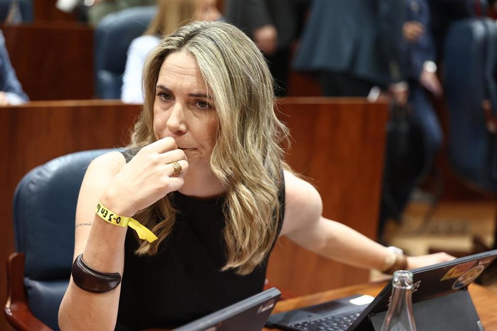 La portavoz del PSOE en la Asamblea, Mar Espinar, durante una sesión plenaria en la Asamblea de Madrid