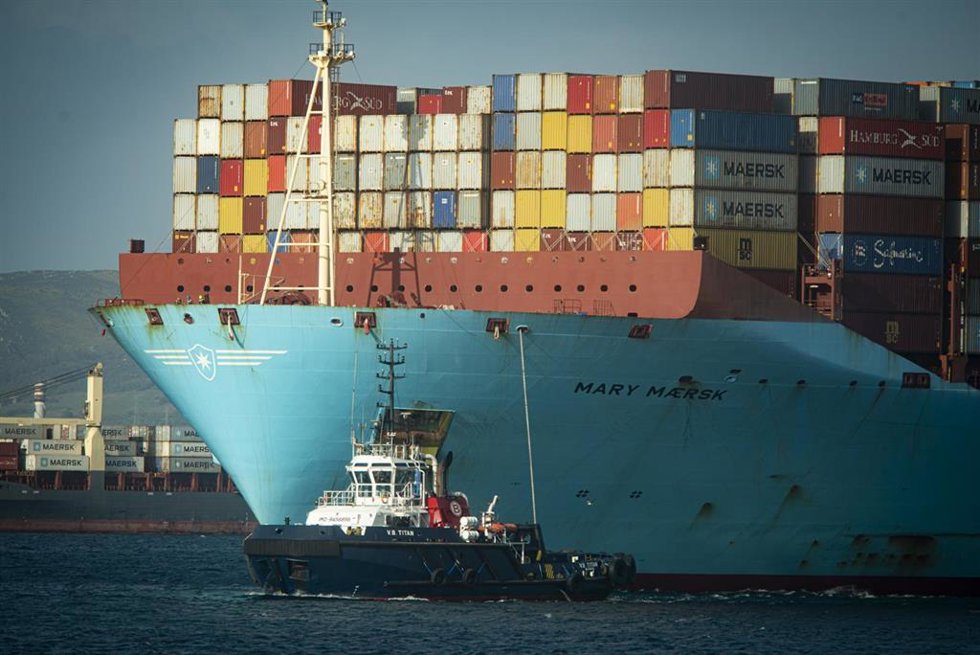 Archivo - Mary Maersk el megaship Triple E de 18270 teus que llega al puerto de Algeciras proveniente del Canal de Suez, es el primero que llega a España después del accidente. Algeciras  (Cádiz) a 03 de abril 2021