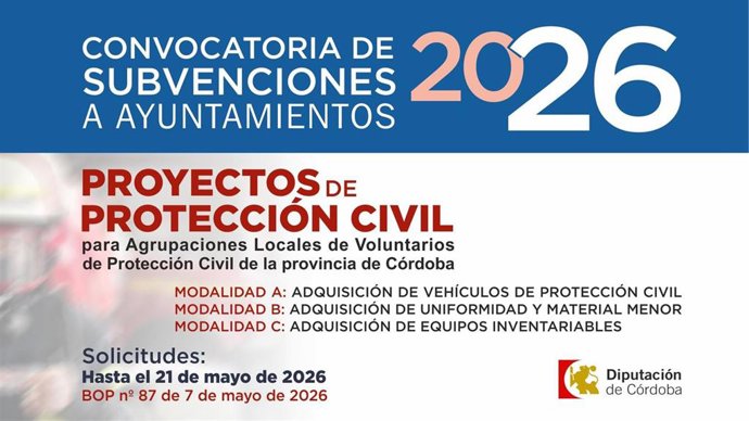 Cartel de la convocatoria de subvenciones en materia de Protección Civil.