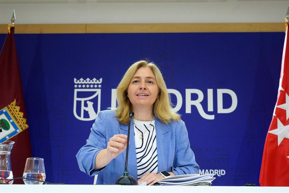 La vicealcaldesa de Madrid, Inma Sanz, durante la rueda de prensa posterior a la Junta de Gobierno.