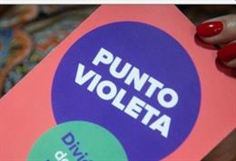 Cartel de un punto violeta.