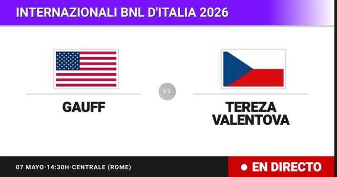 Coco Gauff - Tereza Valentova: resumen y estadísticas del partido de Treintaidosavos de final de Internazionali BNL d'Italia