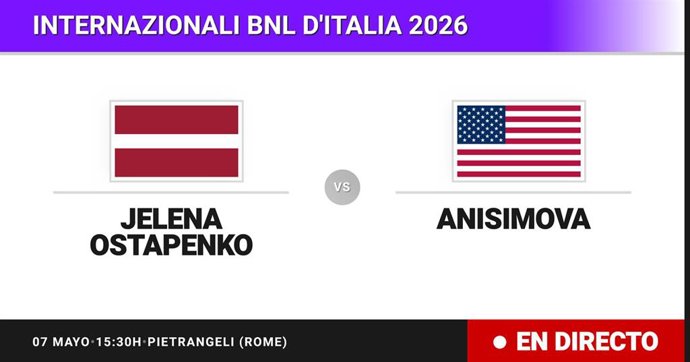 Jelena Ostapenko - Amanda Anisimova: resumen y estadísticas del partido de Treintaidosavos de final de Internazionali BNL d'Italia