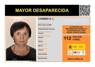 Fotografía y datos de la persona desaparecida.