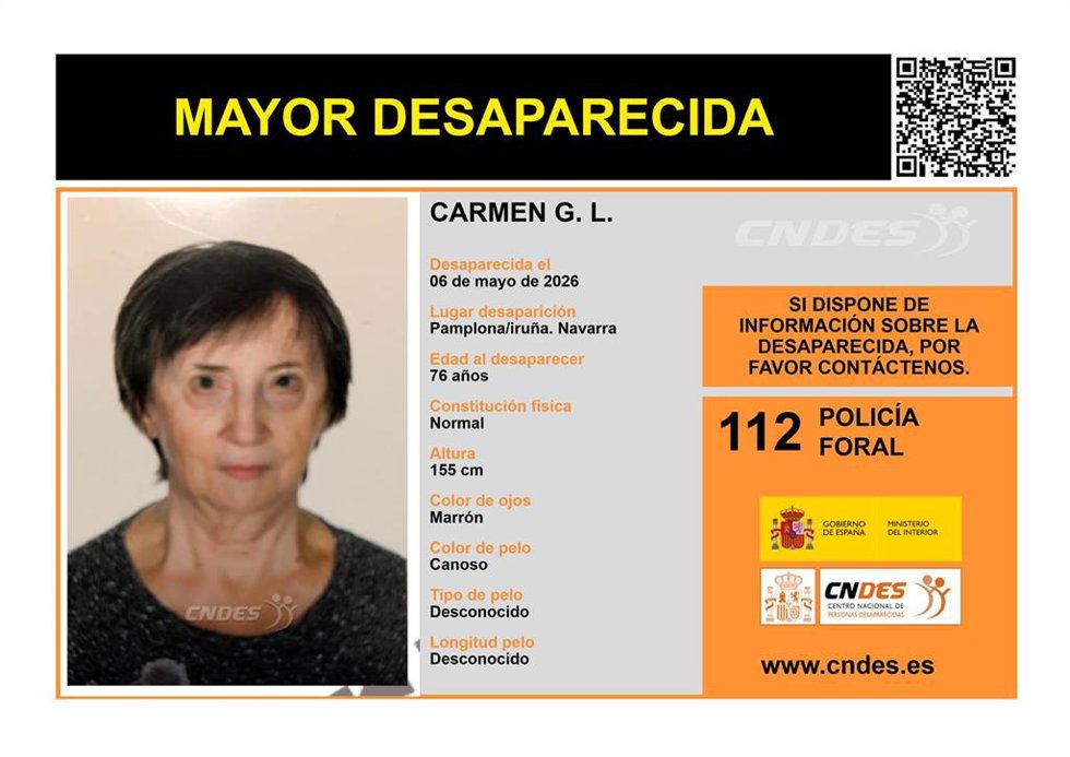 Fotografía y datos de la persona desaparecida.