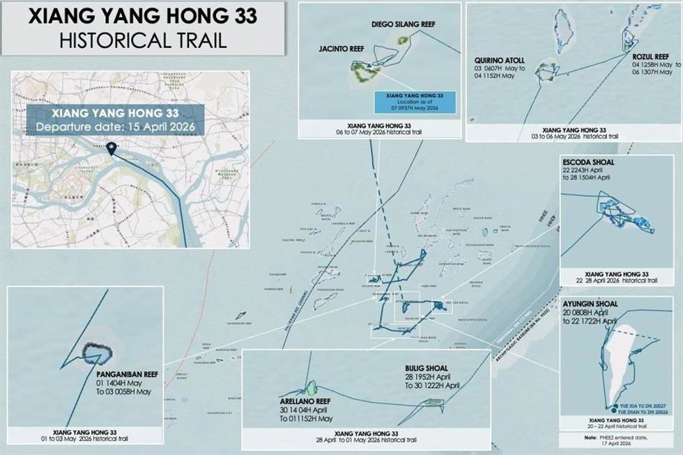 Gráfico de la Guardia Costera filipina sobre las actividades del buque chino 'Xiang Yang Hong 33'